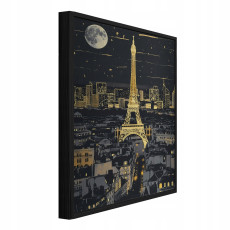 Fémre nyomtatott kép fekete keretben – Eiffel-torony, város, nappali, hálószoba, 150x100