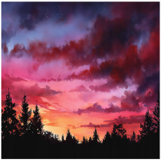 Akvarell tájképes fotótapéta hálószobába vagy nappaliba, flizelin hátú, 300x210 cm