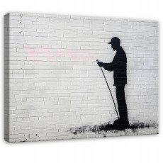 Kép a nappaliba, hálószobába vagy konyhába, vászonra nyomtatva, absztrakt, Banksy-motívum, szürke, 120x80