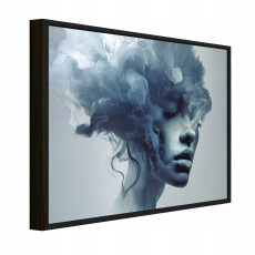 Fekete keretes vászonkép: női arc, füst, nappali, hálószoba, 60x40