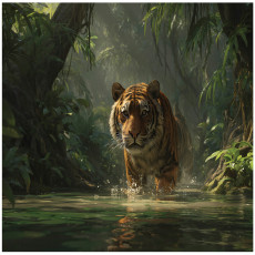 Fotófalitapéta: tigris, erdő, dzsungel, hálószoba, nappali, flizelin hátú tapéta, 150x105