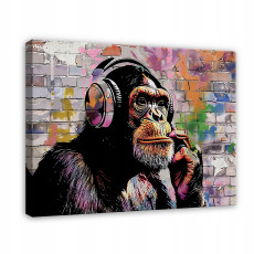 Banksy-festmény: majom, graffiti, street art, modern, vászonra nyomtatva, falra, 40x30 cm