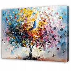 Absztrakt fa motívumú akvarellfestmény hálószobába vagy nappaliba, vászonra festve, 60x40 cm