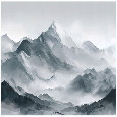 Hegyi tájképes fotófalitapéta, akvarell stílusban, hálószobába vagy nappaliba, flizelin hátterű, 400x280 cm