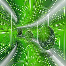 Fototapeta 3d tunel kule zielony sci fi biuro salon tapeta flizelina