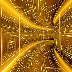 Fototapeta 3d tunel sci fi złoty glamour salon biuro tapeta flizelina