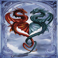Falfestmény két sárkánnyal, fantasy stílusú gyerekszoba