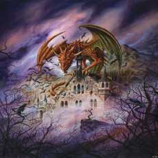 Falfestmény: sárkánykastélyos fantasy nappali