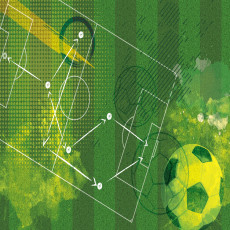 Falfestmény: futballpálya-taktika, zöld nappali