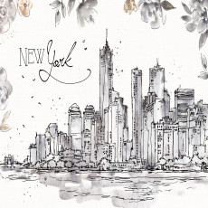 Falfestmény: New York-i látkép vázlat a nappaliban