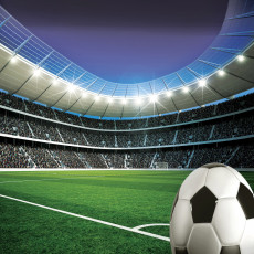 Falfestmény: futballstadion éjszaka, nappali
