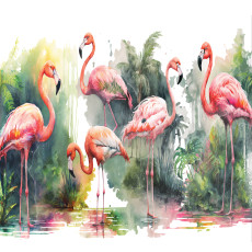 Flamingós falikép trópusi nappaliba