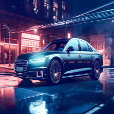 Audi autó neonfényes városi falikép a nappaliba
