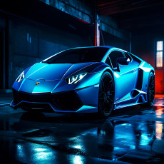 Fali tapéta: kék Lamborghini a garázsban a nappaliban