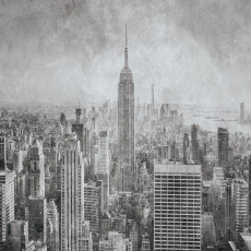 Falfestmény: New York, Manhattan látképe, vintage szürke, nappali, iroda