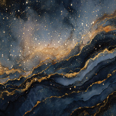 Falfestmény: galaxis, márvány, sötétkék, arany, csillagok – nappali, hálószoba, iroda