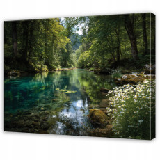 Erdő, fák, természet, tó, tájkép hálószobába vagy nappaliba, vászonra nyomtatva, 120x80 cm