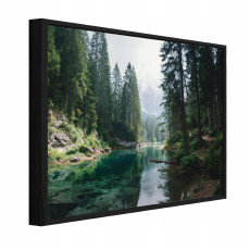 Fekete keretes vászonkép: erdő, folyó, természet, nappali, hálószoba, 100x70