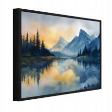 Fekete keretes vászonkép: hegyek, táj, természet, nappali, hálószoba, 40x30