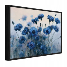 Fekete keretben lévő vászonkép: virágok, rét, természet, nappali, hálószoba, 90x60