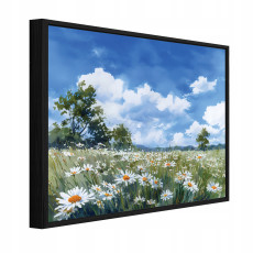Fekete keretes vászonkép: virágos mező, természet, nappali, hálószoba, 40x30