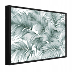 Black-framed canvas painting of green leaves for the living room or bedroom, 90x60