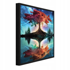 Black-framed canvas painting: tree, abstract, living room, bedroom, 40x30