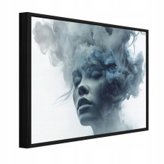 Fekete keretes vászonkép: női arc, füst, nappali, hálószoba, 40x30