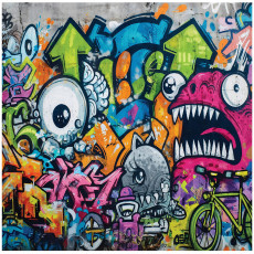 Gyerekfotótapéta fiúknak: graffitis téglafal, gyermekszobai tapéta, 250x175