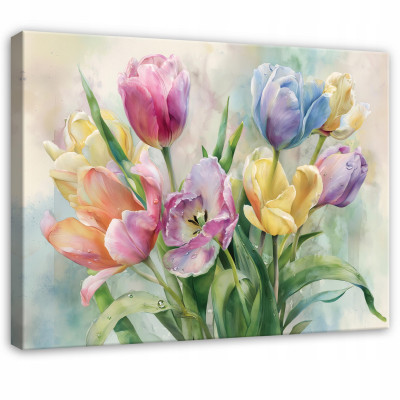 Abstract tulip painting on canvas (120x80 cm) for the bedroom or living room