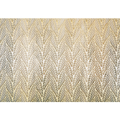 Wall mural ajour leaves beige gold herringbone pattern living room