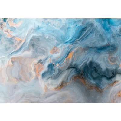 Wall mural blue marble copper gold abstract modern living room