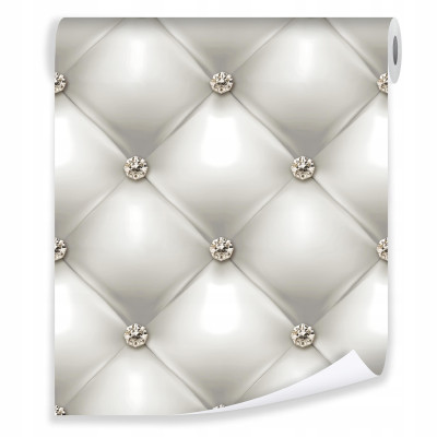 3D quilted wallpaper, white leather wallpaper, adhesive