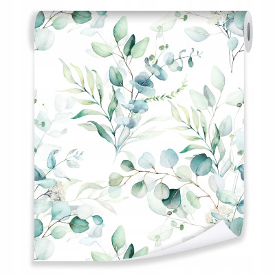 3D green leaf wallpaper, non-woven wallpaper