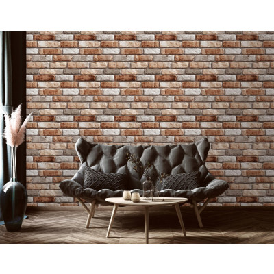 Brick-patterned wallpaper on non-woven backing for living room and bedroom walls