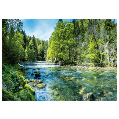 3D waterfall wall mural, forest, nature, landscape, living room, wallpaper, 400x280