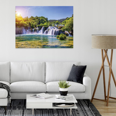 V&iacute;zes&eacute;ses t&aacute;jk&eacute;p v&aacute;szonra festve, nagy m&eacute;retben (60x40)
