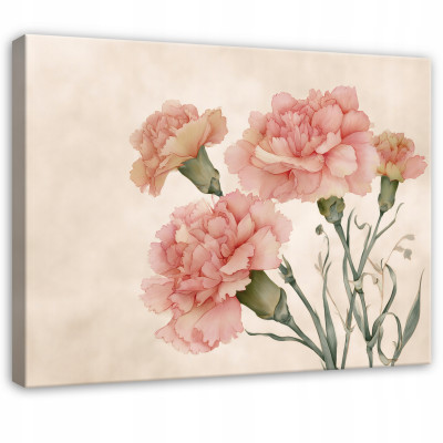 Abstract painting of flowers, carnations, and roses for the bedroom or living room, on canvas, 90x60 cm