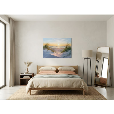 3D beach and sea painting on canvas for the living room, 60x40