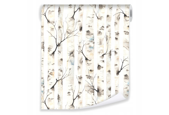 Birch tree wallpaper, non-woven roll, bedroom