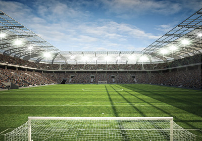 Wall mural football stadium pitch goal lights for boys room