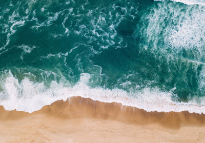 Wall mural ocean beach aerial view turquoise waves sand living room