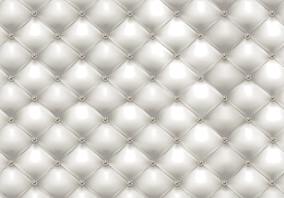 Wall mural white quilted upholstery crystals glamour for bedroom