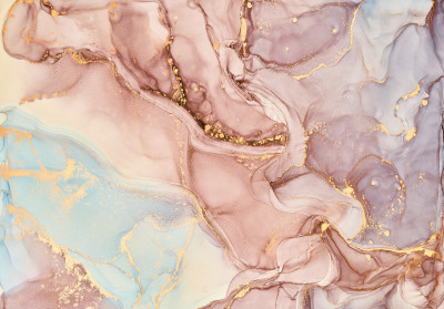 Wall mural pastel marble gold alcohol ink abstract glamour
