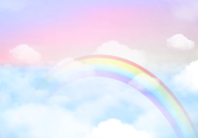 Wall mural pastel rainbow clouds sky for kids room