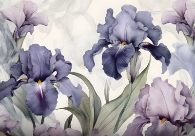 Wall mural purple irises botanical romantic flowers