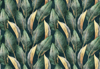 Wall mural large banana leaves tropical green yellow elegant botanical