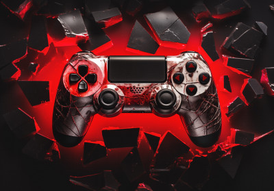 Wall mural gaming controller red black gamepad teen room
