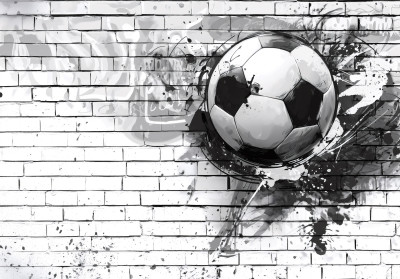 Wall mural soccer ball graffiti brick wall street art sport
