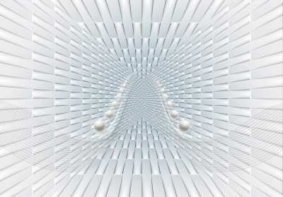 Fototapeta 3d tunel perły biały szary salon biuro tapeta flizelina